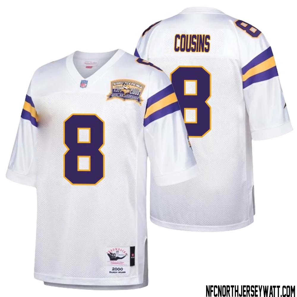 Kirk Cousins No 8 Men Mitchell Ness White Minnesota Vikings Authentic Throwback Retired Player Jersey 1