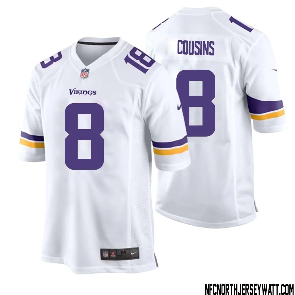 Kirk Cousins No 8 Men White Minnesota Vikings Game Player Away Jersey 1