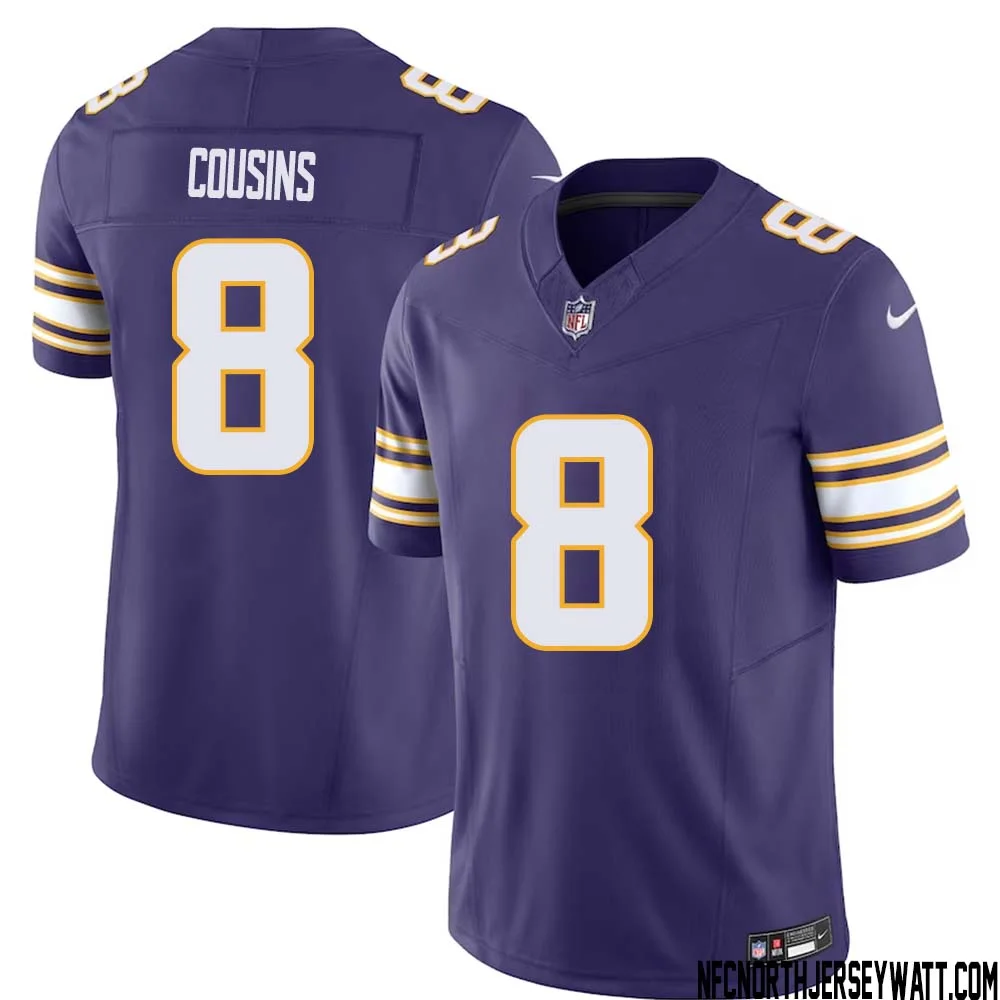 Kirk Cousins No 8 Mens Purple Minnesota Vikings Vapor F.U.S.E. Limited Jersey 1