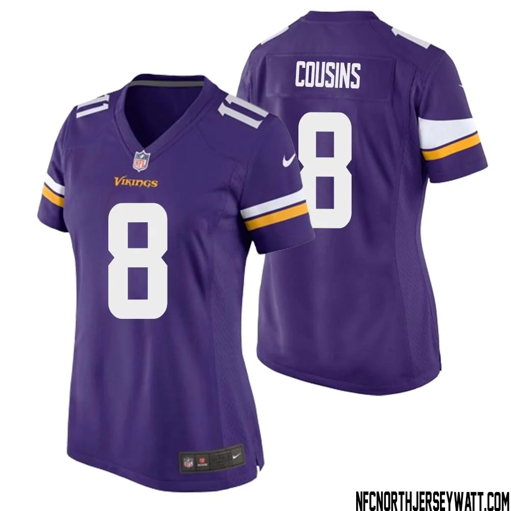 Kirk Cousins No 8 Minnesota Vikings Game Jersey Court Purple for Womens 1