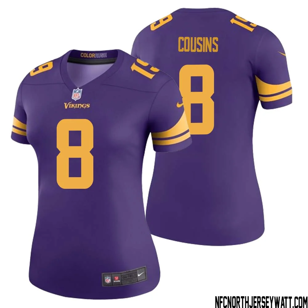 Kirk Cousins No 8 Women Purple Minnesota Vikings Color Rush Vapor Untouchable Limited Jersey