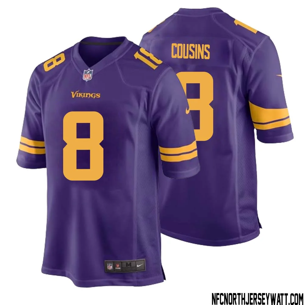 Kirk Cousins No 8 Youth White Minnesota Vikings Game Player Away Jersey 1 1