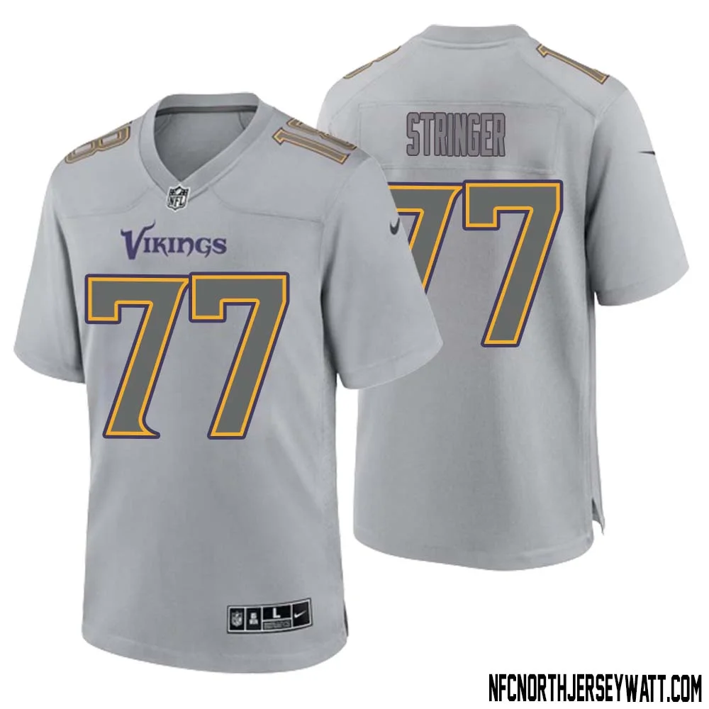 Korey Stringer No 77 Men Gray Minnesota Vikings Atmosphere Fashion Game Jersey
