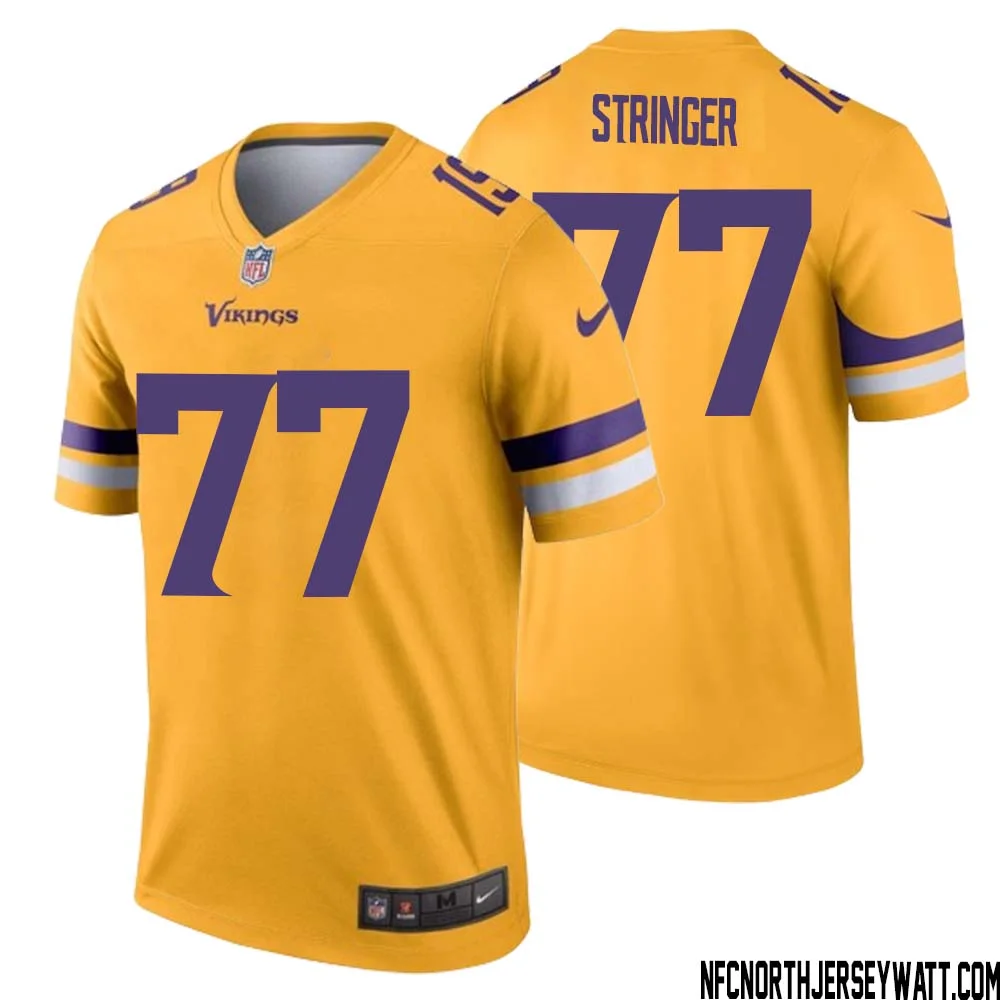 Korey Stringer No 77 Men Minnesota Vikings Gold Inverted Legend Jersey