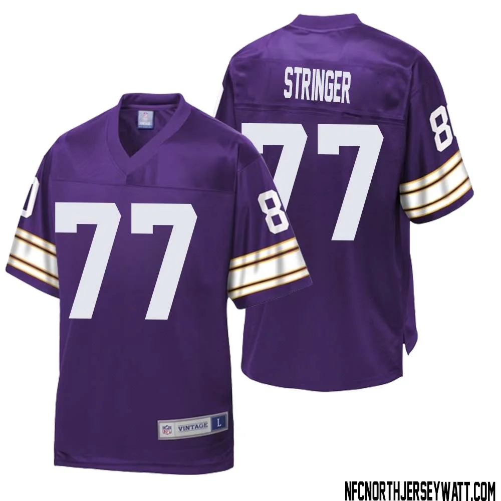 Korey Stringer No 77 Men NFL Pro Line Purple Minnesota Vikings Retired Player Replica Jersey 1