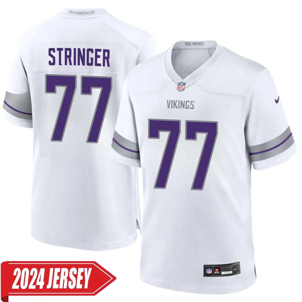 Korey Stringer No 77 Men s Minnesota Vikings White Alternate Custom Game 2024 Jersey