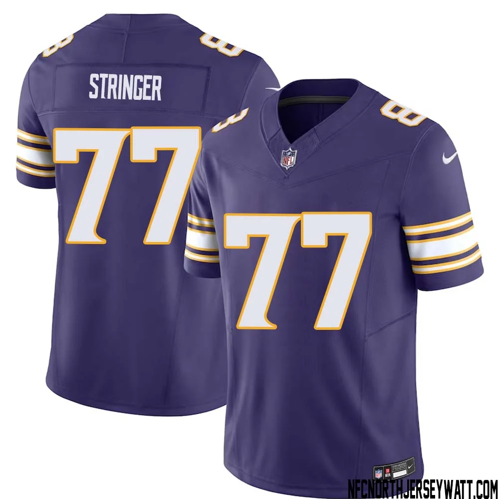 Korey Stringer No 77 Mens Purple Minnesota Vikings Vapor F.U.S.E. Limited Jersey 1