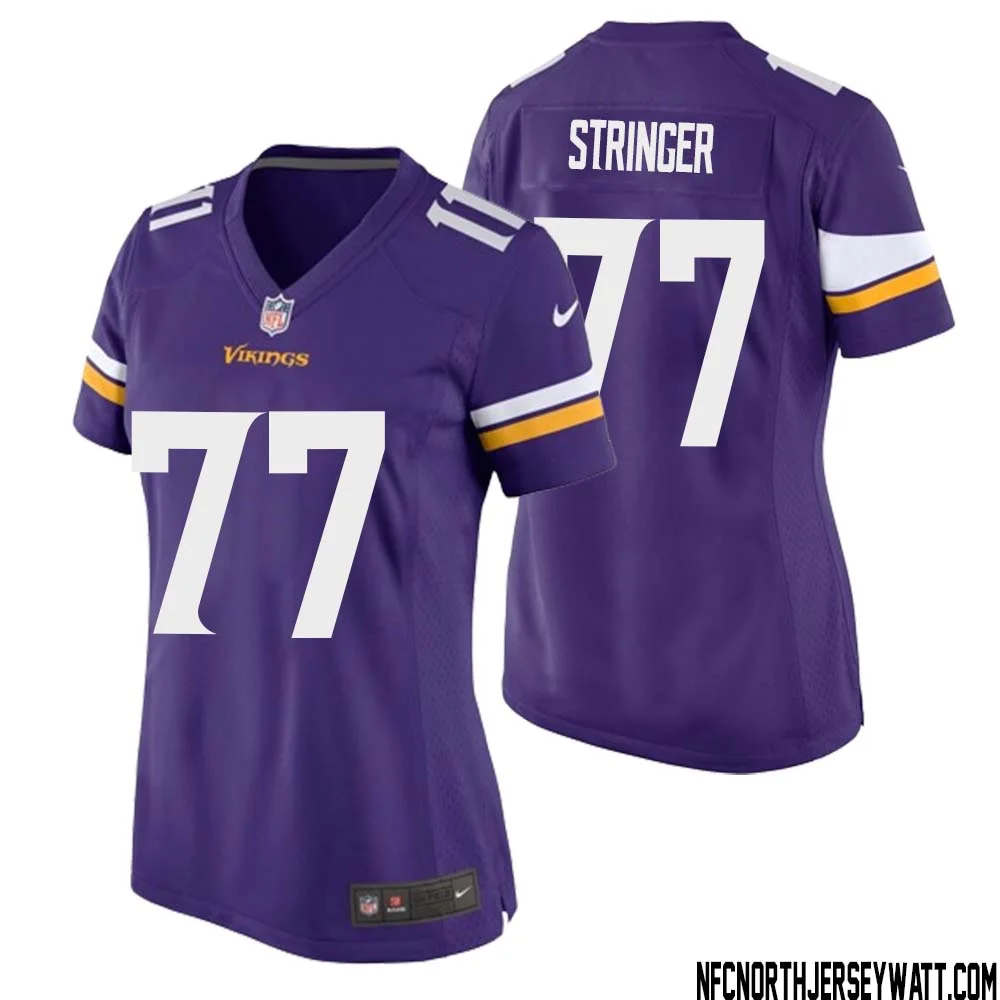 Korey Stringer No 77 Minnesota Vikings Game Jersey Court Purple for Womens