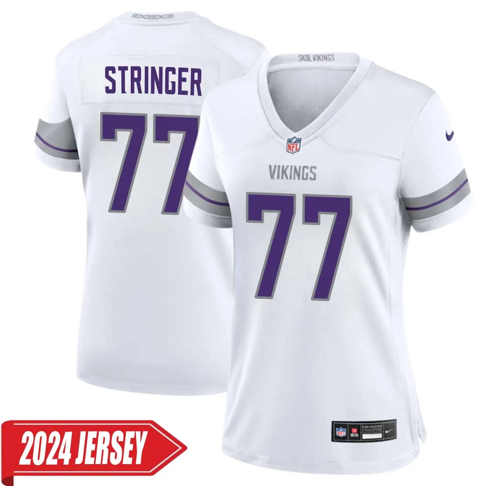 Korey Stringer No 77 Woman s Minnesota Vikings White Alternate Custom Game 2024 Jersey
