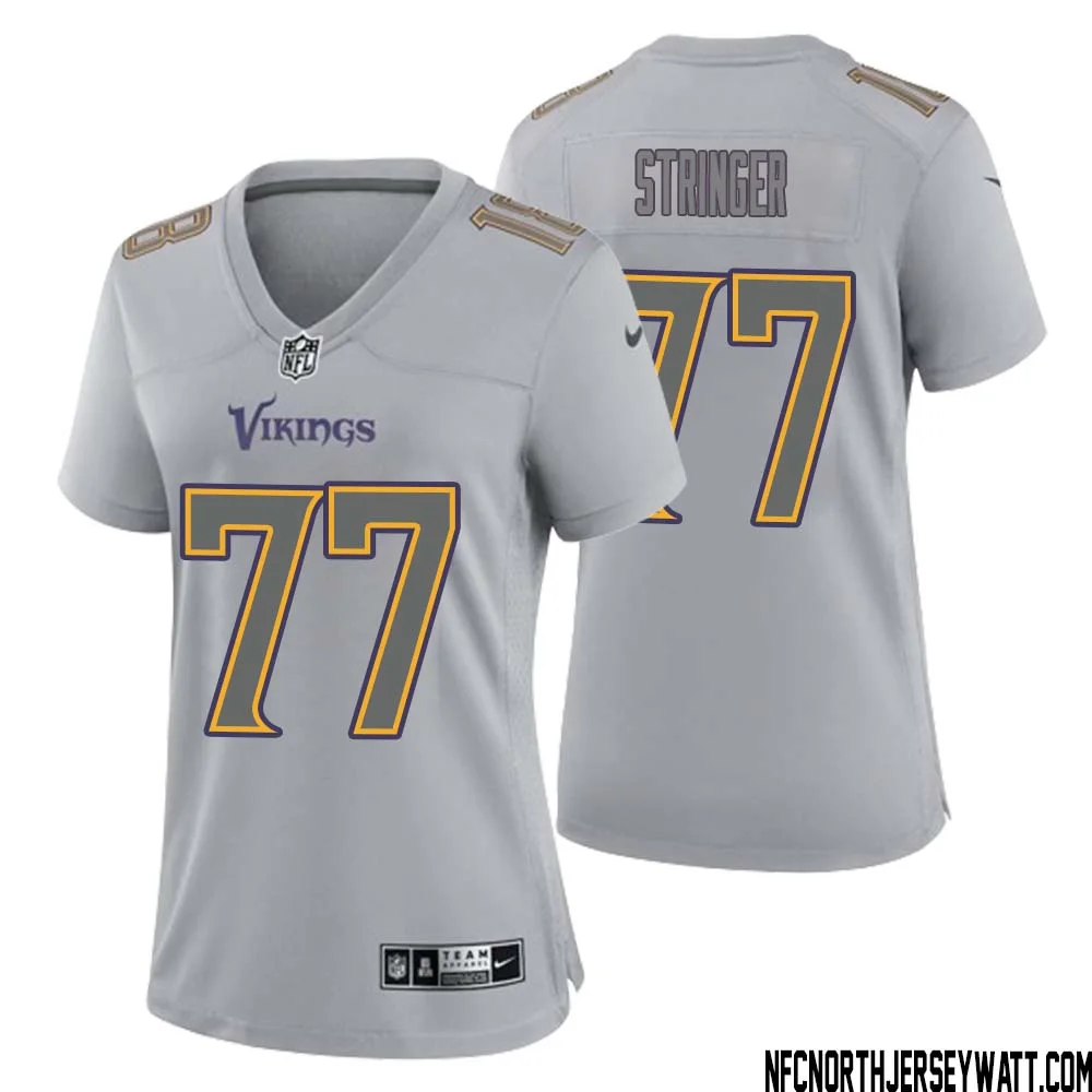 Korey Stringer No 77 Women Gray Minnesota Vikings Atmosphere Fashion Game Jersey 1