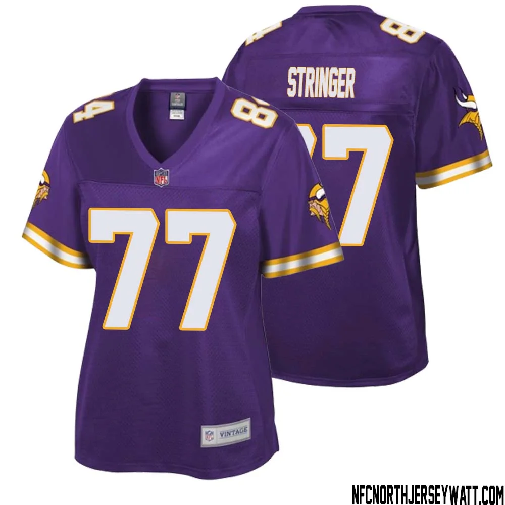Korey Stringer No 77 Women NFL Pro Line Purple Minnesota Vikings Retired Player Replica Jersey
