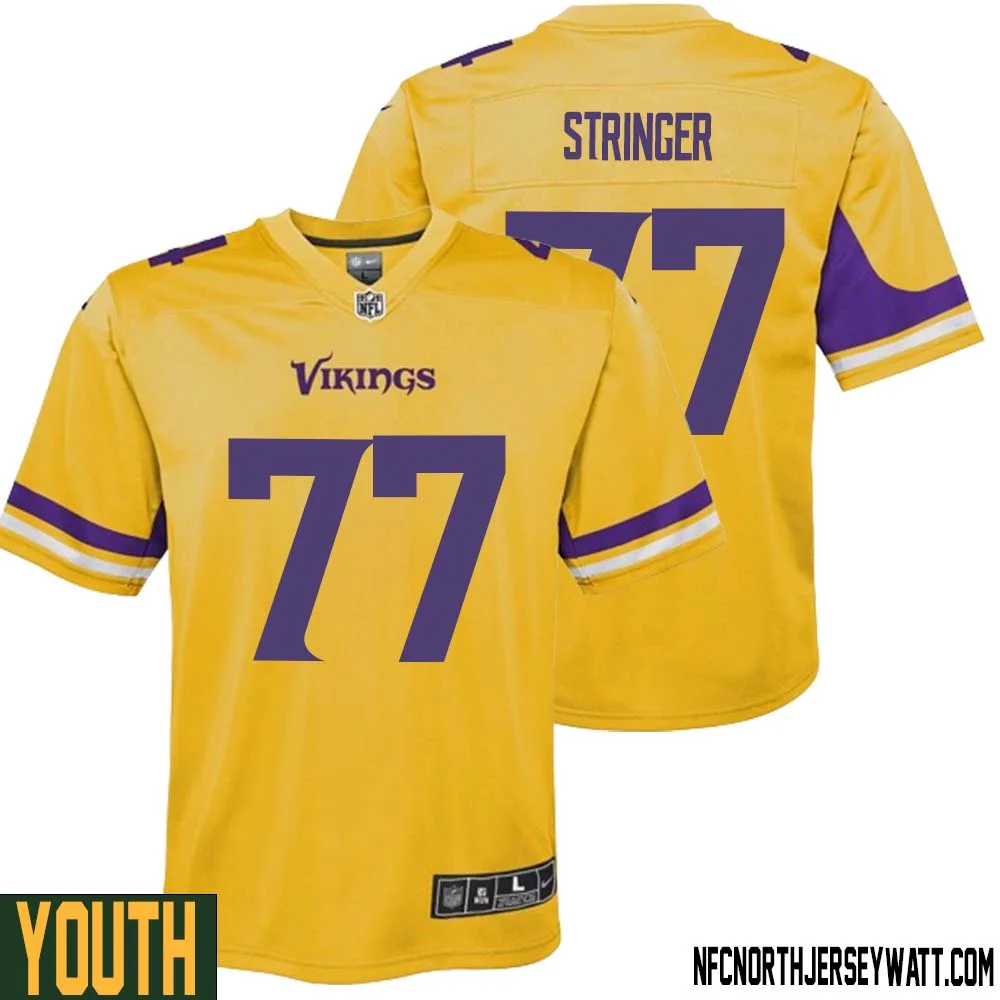Korey Stringer No 77 Youth Minnesota Vikings Gold Inverted Legend Jersey