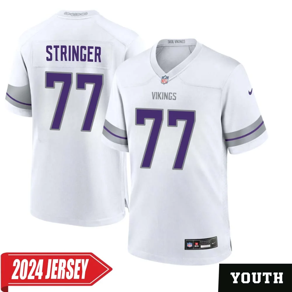 Korey Stringer No 77 Youth s Minnesota Vikings White Alternate Custom Game 2024 Jersey
