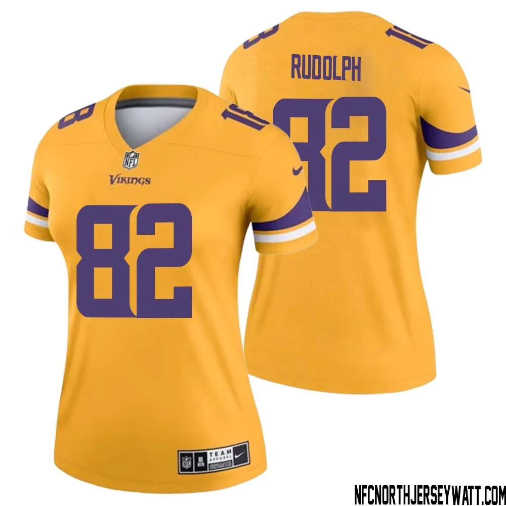 Kyle Rudolph No 82 Women Minnesota Vikings Gold Inverted Legend Jersey