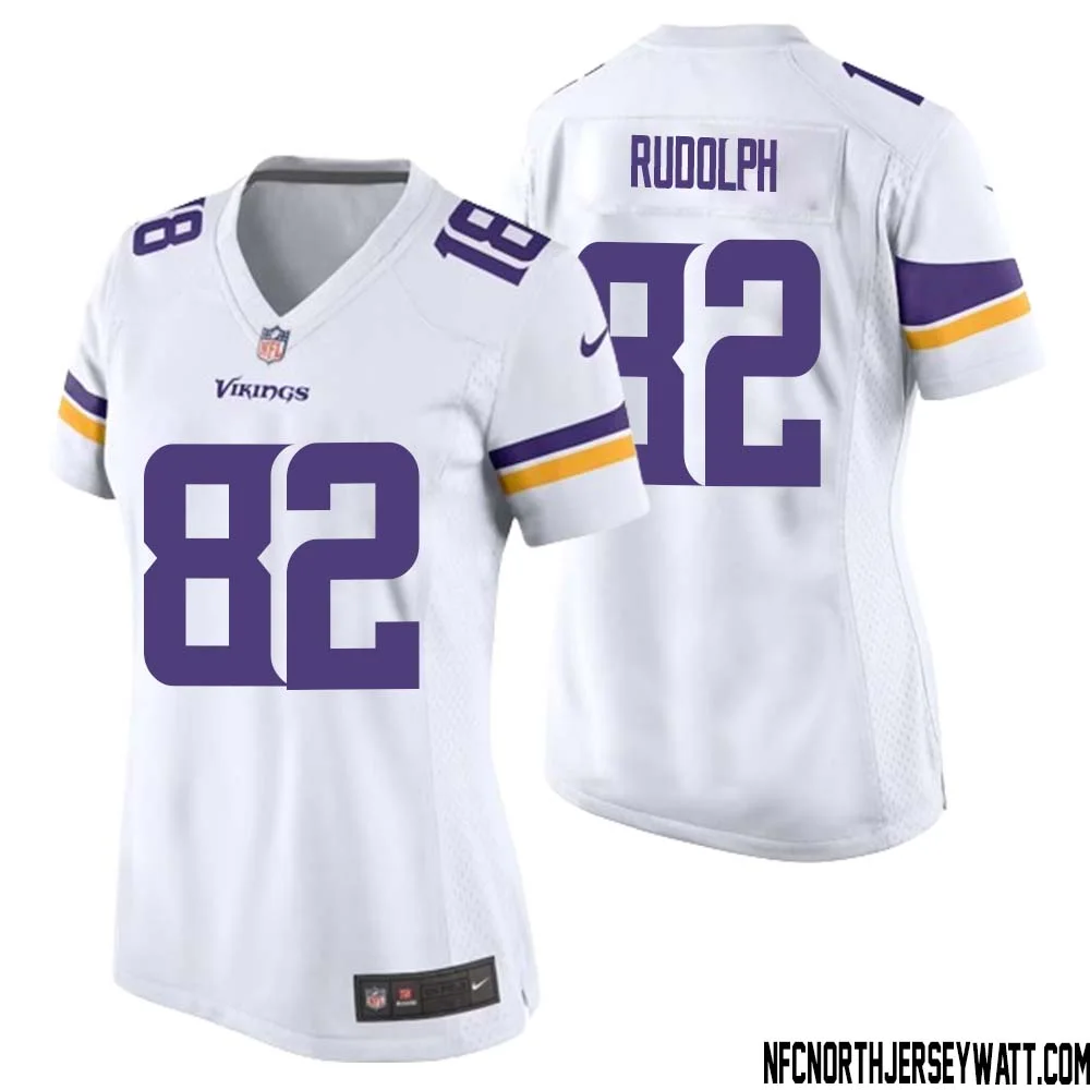 Kyle Rudolph No 82 Women White Minnesota Vikings Game Player Away Jersey