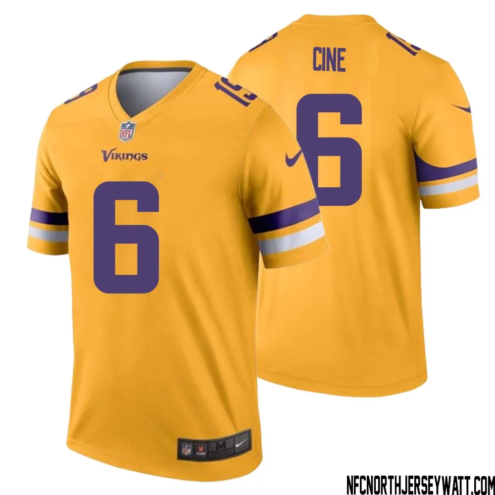 Lewis Cine No 6 Men Minnesota Vikings Gold Inverted Legend Jersey