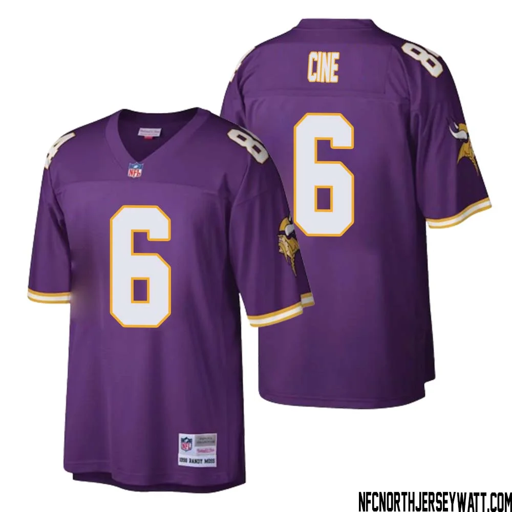 Lewis Cine No 6 Men Mitchell Ness Purple Minnesota Vikings Retired Player Legacy Replica Jersey