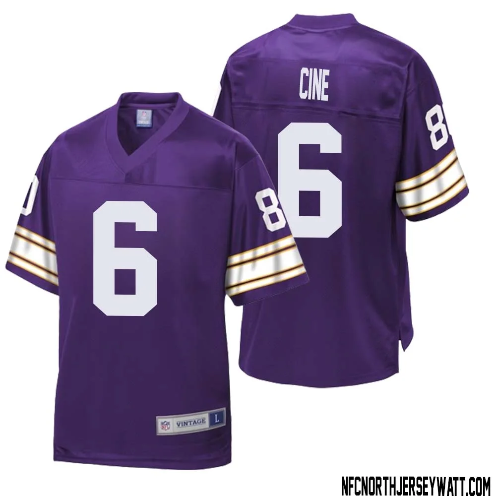 Lewis Cine No 6 Men NFL Pro Line Purple Minnesota Vikings Retired Player Replica Jersey 1