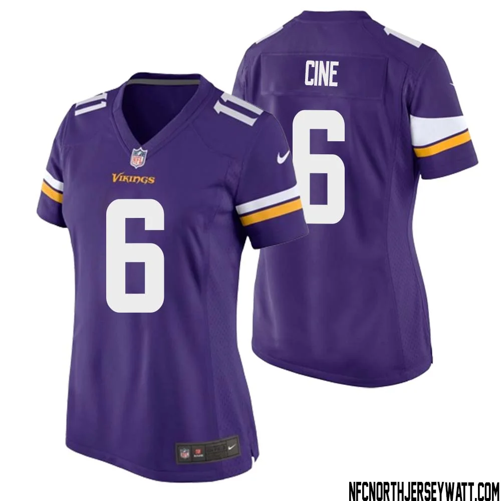 Lewis Cine No 6 Minnesota Vikings Game Jersey Court Purple for Womens 1