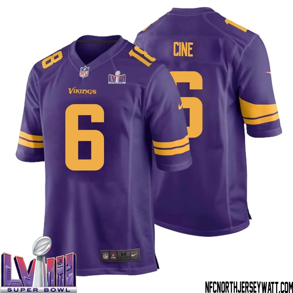 Lewis Cine No 6 Minnesota Vikings Super Bowl LVIII Alternate Game Jersey Purple for Men 1