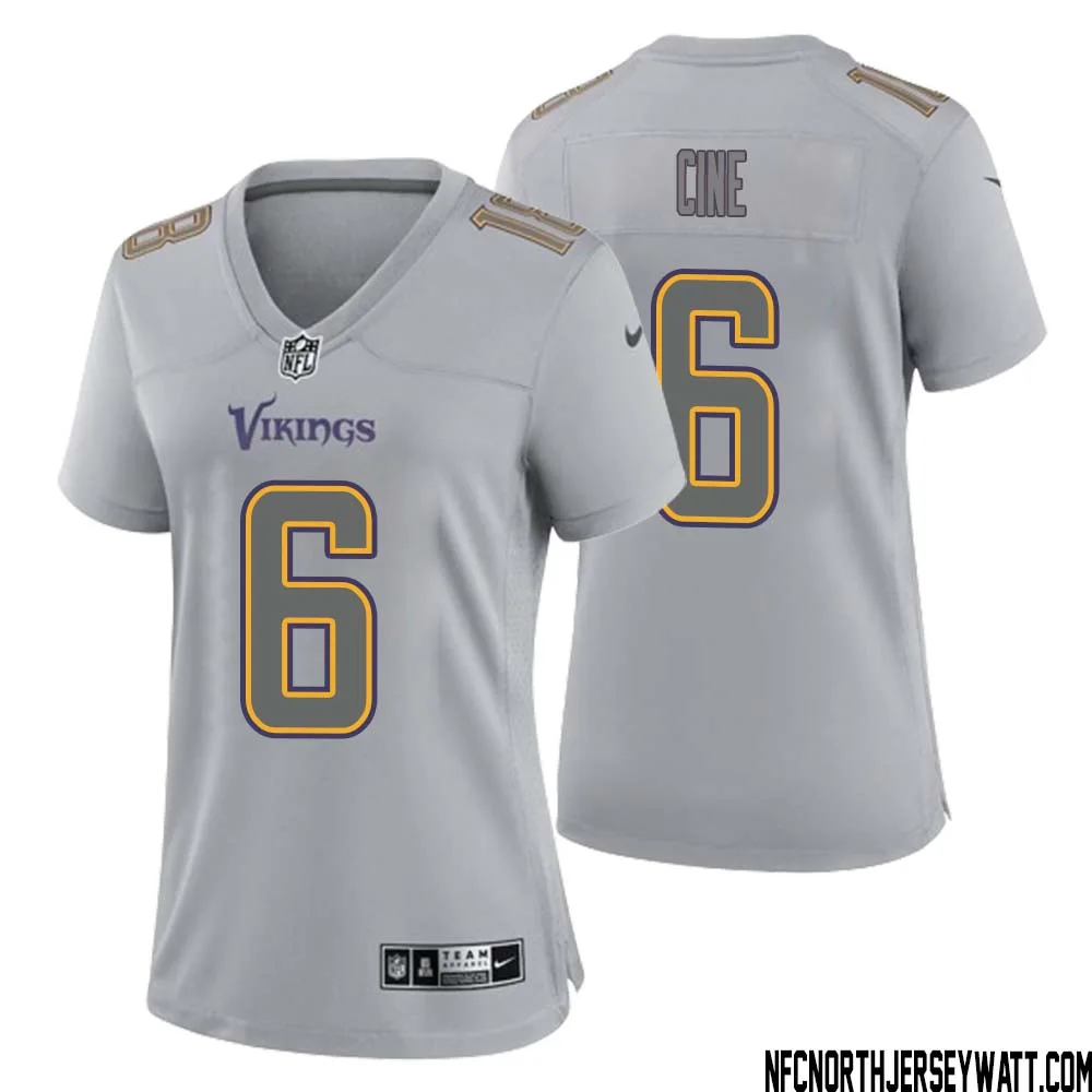Lewis Cine No 6 Women Gray Minnesota Vikings Atmosphere Fashion Game Jersey 1