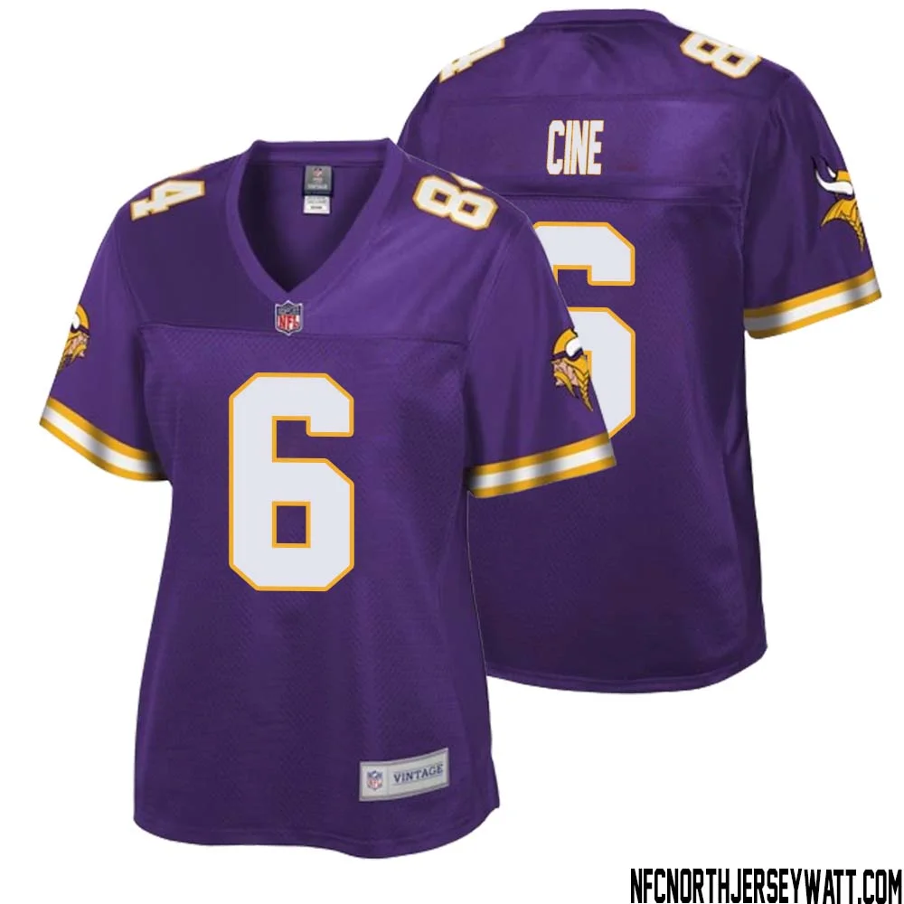 Lewis Cine No 6 Women NFL Pro Line Purple Minnesota Vikings Retired Player Replica Jersey 1