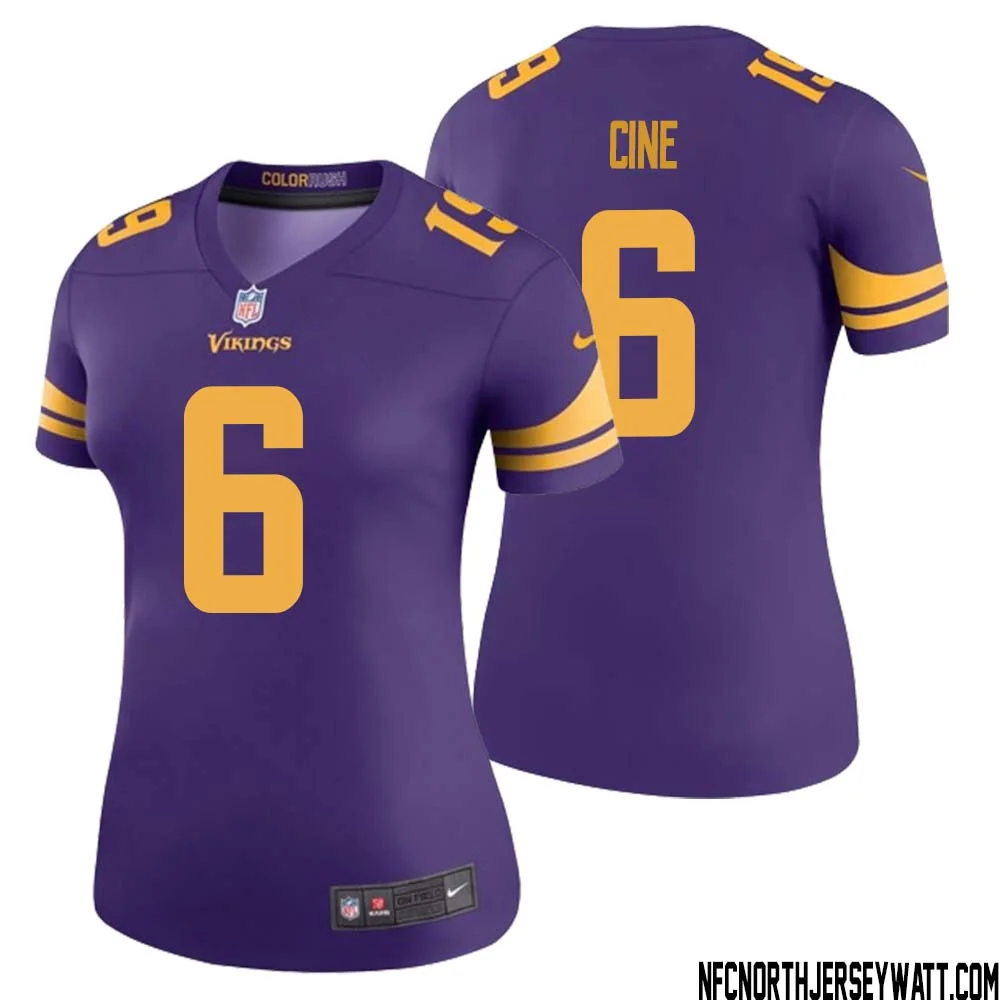 Lewis Cine No 6 Women Purple Minnesota Vikings Color Rush Vapor Untouchable Limited Jersey 1