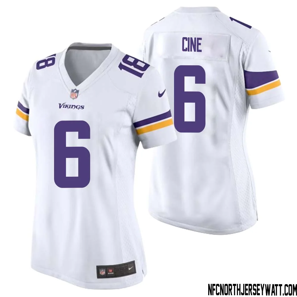 Lewis Cine No 6 Women White Minnesota Vikings Game Player Away Jersey