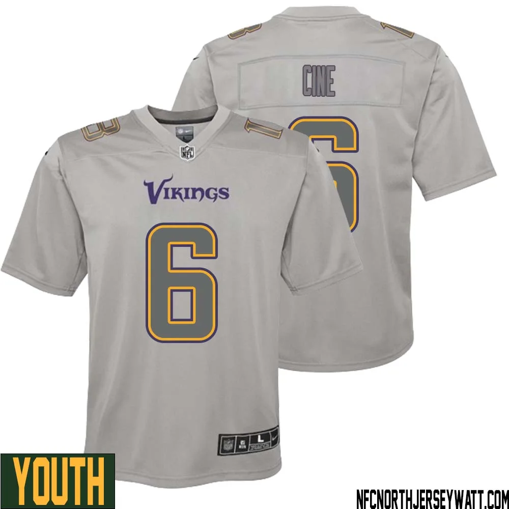 Lewis Cine No 6 Youth Gray Minnesota Vikings Atmosphere Fashion Game Jersey