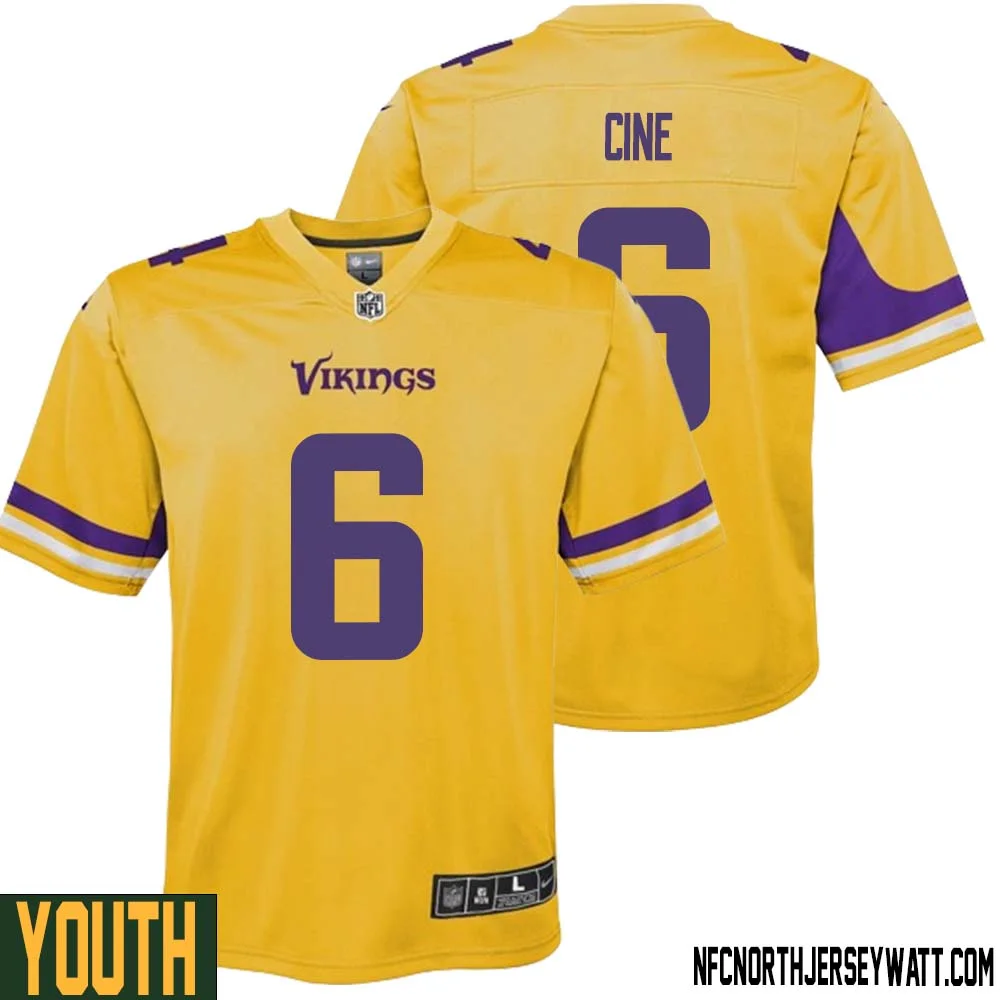 Lewis Cine No 6 Youth Minnesota Vikings Gold Inverted Legend Jersey