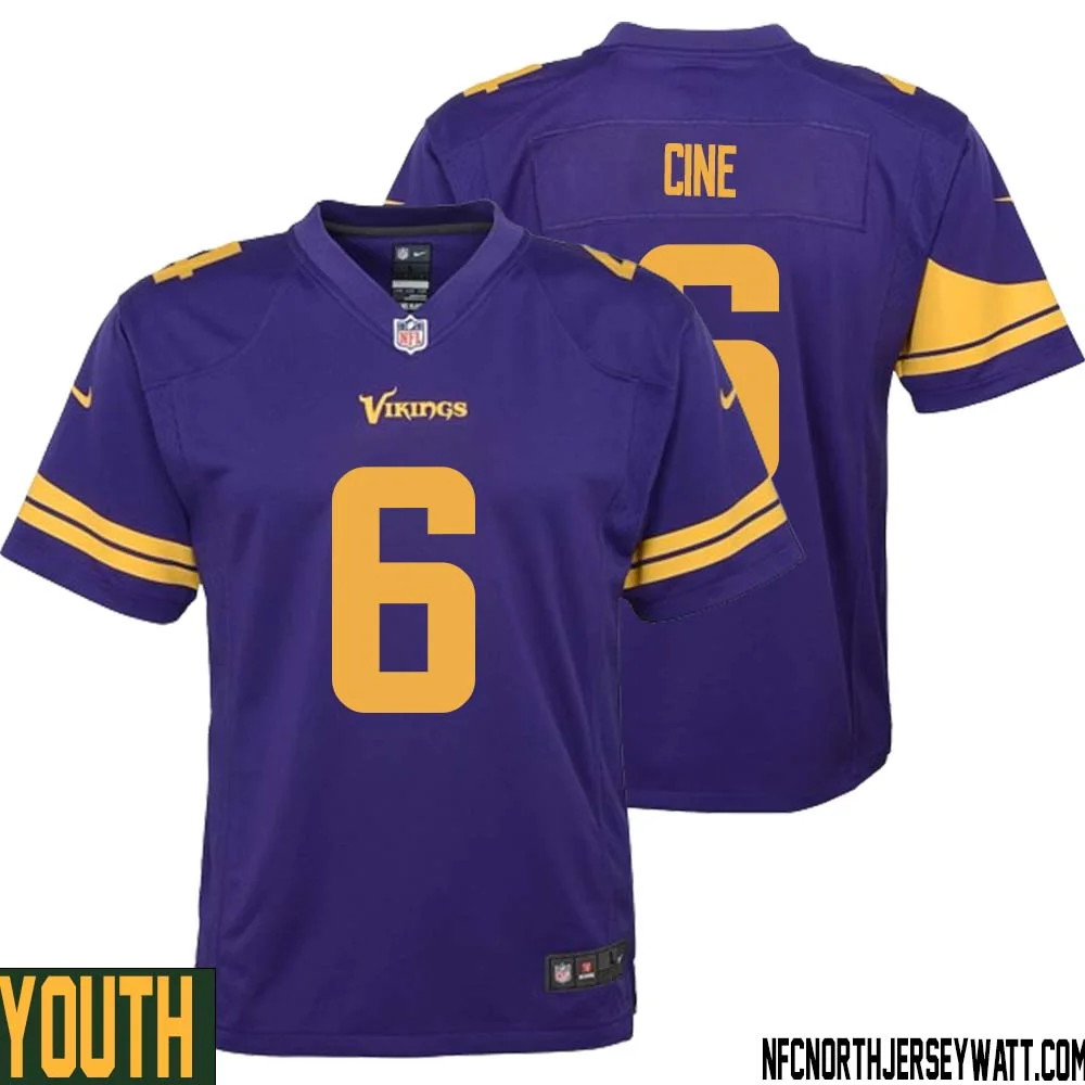 Lewis Cine No 6 Youth Purple Minnesota Vikings Alternate Game Jersey 1