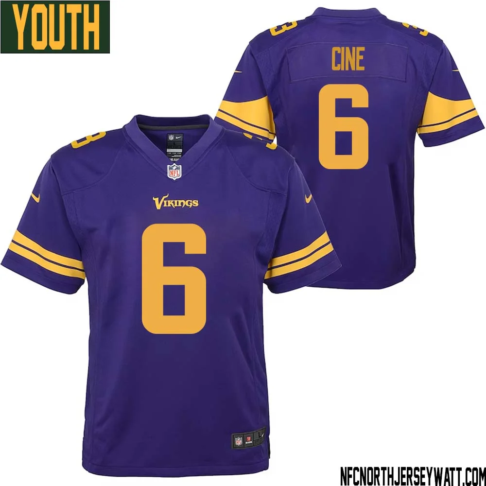 Lewis Cine No 6 Youth Purple Minnesota Vikings Color Rush Vapor Untouchable Limited Jersey 1