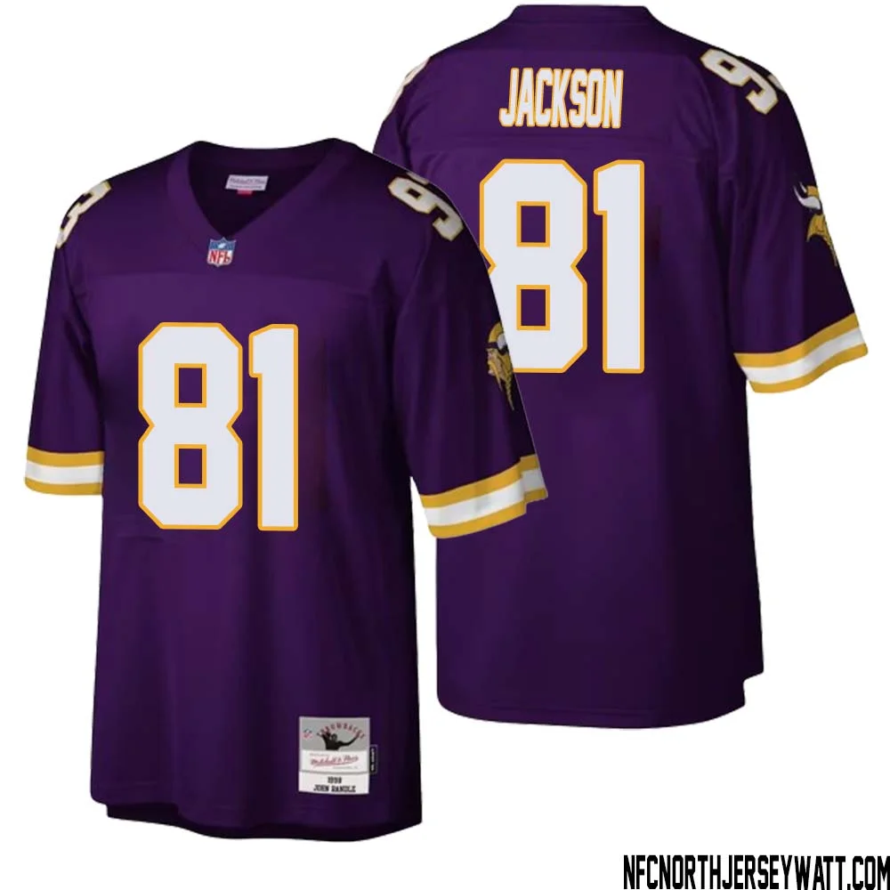 Lucky Jackson No 81 Men Mitchell Ness Purple Minnesota Vikings Legacy Replica Jersey 1