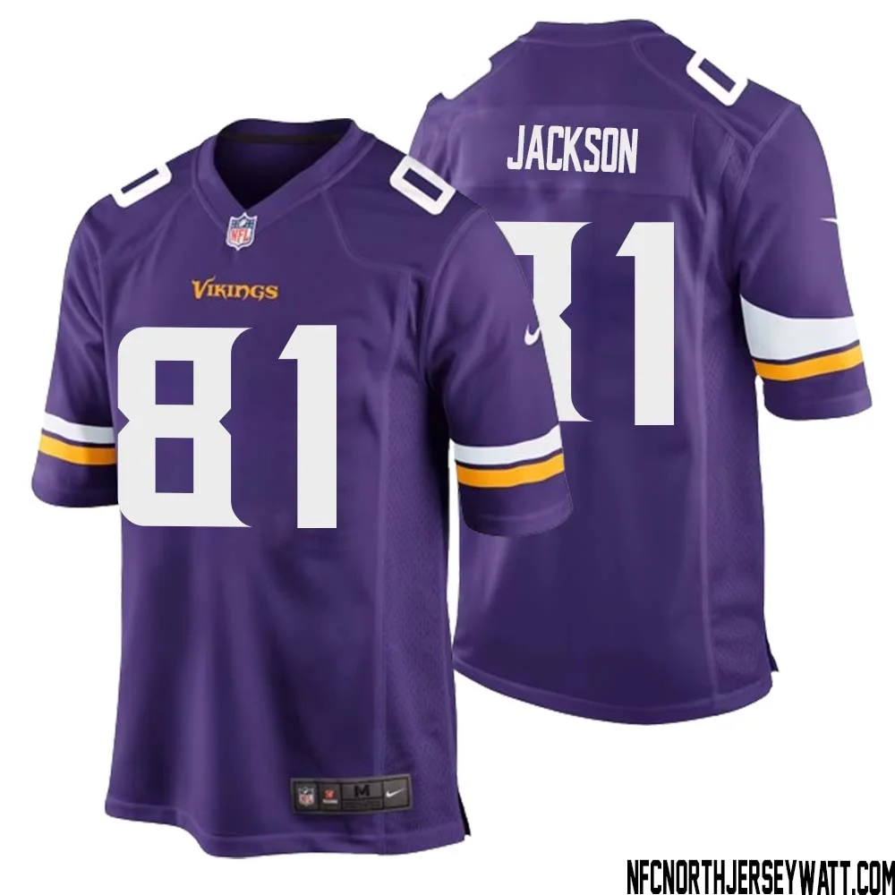 Lucky Jackson No 81 Minnesota Vikings Game Jersey Court Purple for Mens