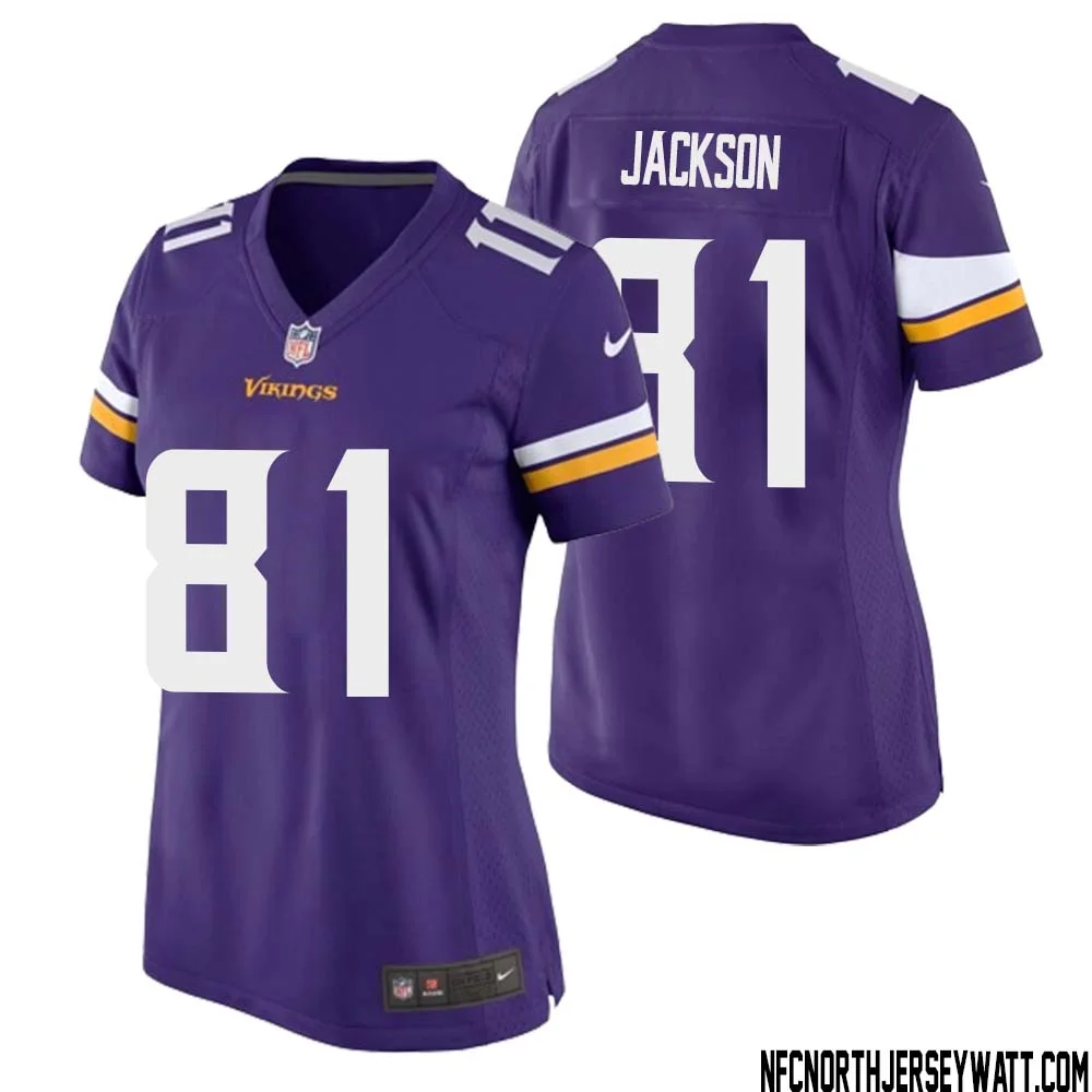 Lucky Jackson No 81 Minnesota Vikings Game Jersey Court Purple for Womens 1