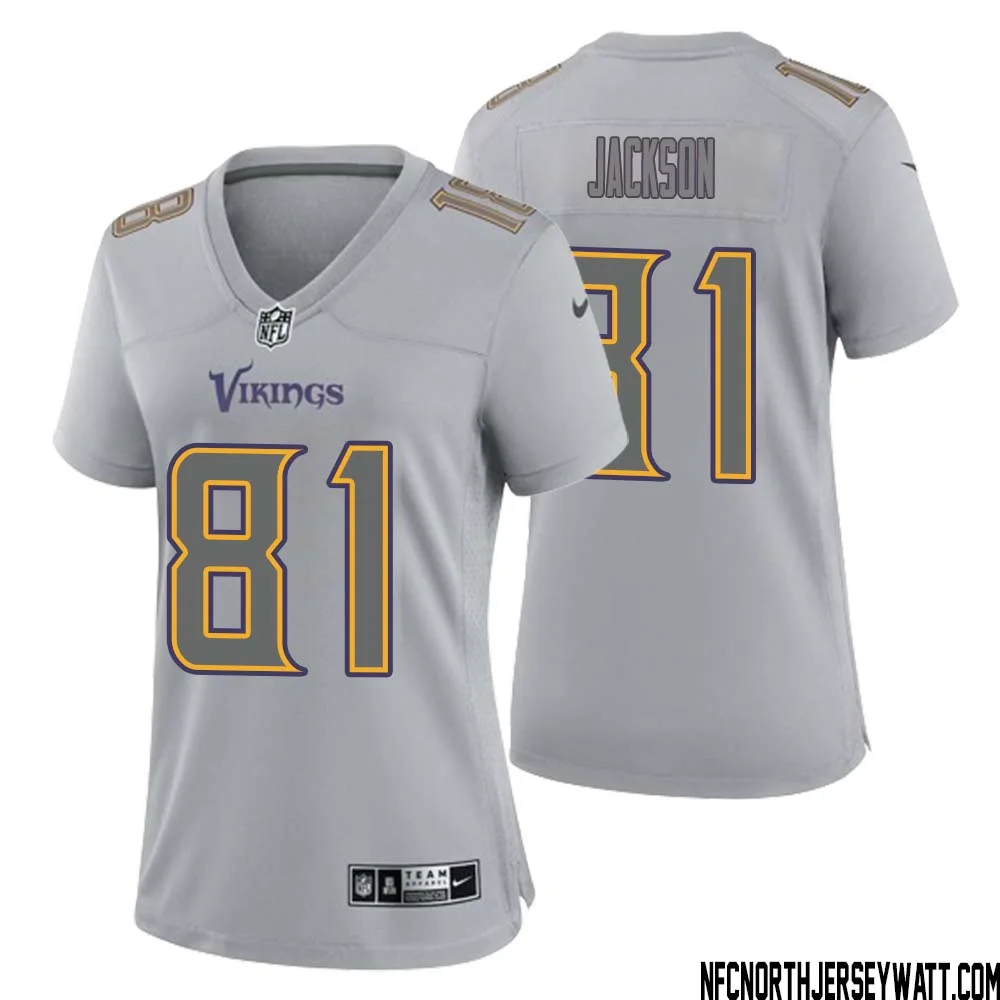 Lucky Jackson No 81 Women Gray Minnesota Vikings Atmosphere Fashion Game Jersey 1