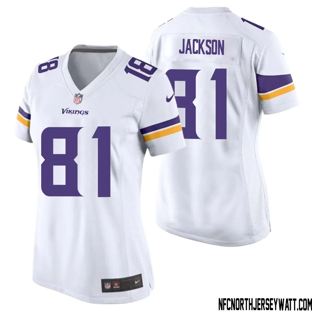 Lucky Jackson No 81 Women White Minnesota Vikings Game Player Away Jersey