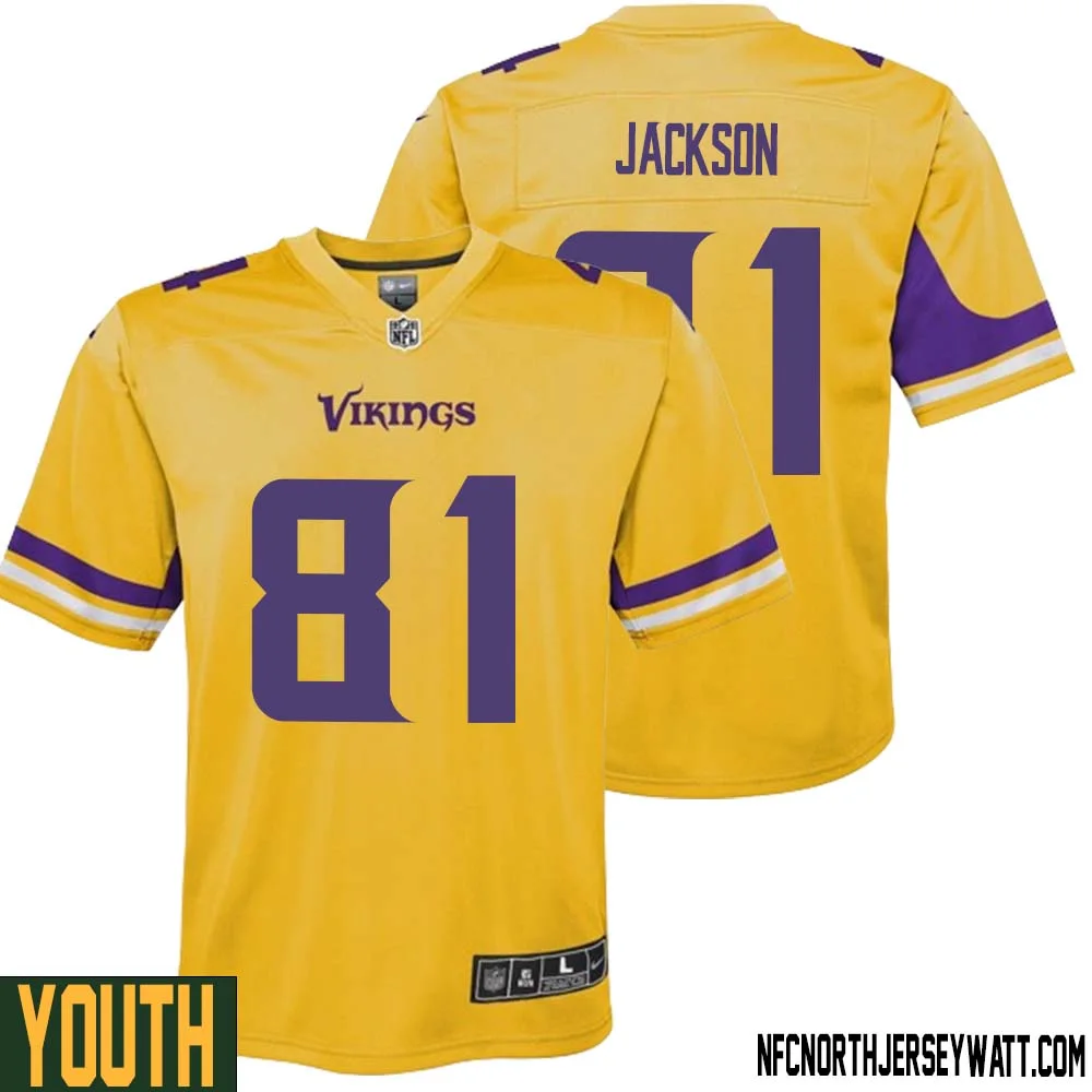 Lucky Jackson No 81 Youth Minnesota Vikings Gold Inverted Legend Jersey 1