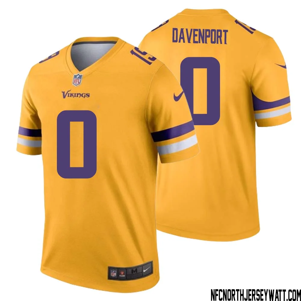 Marcus Davenport No 0 Men Minnesota Vikings Gold Inverted Legend Jersey 1