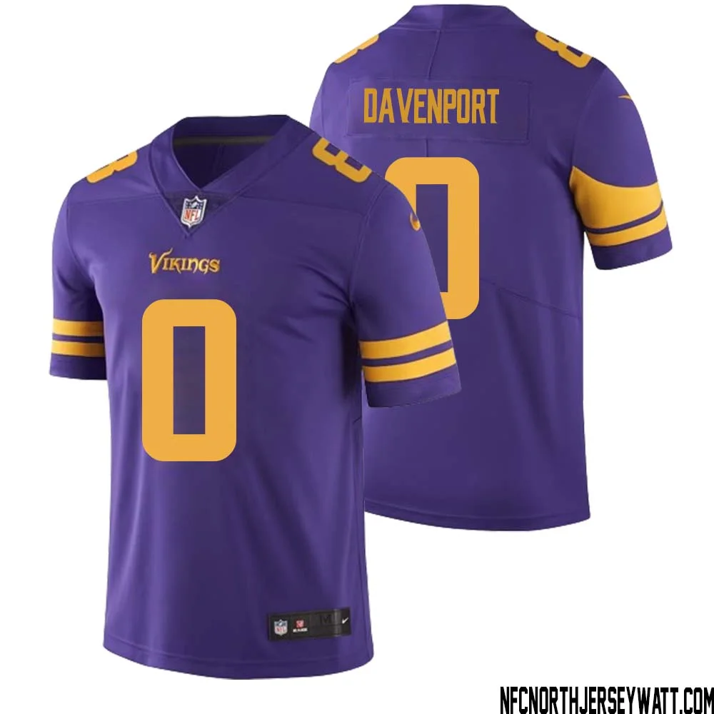 Marcus Davenport No 0 Men Purple Minnesota Vikings Color Rush Vapor Untouchable Limited Jersey 1