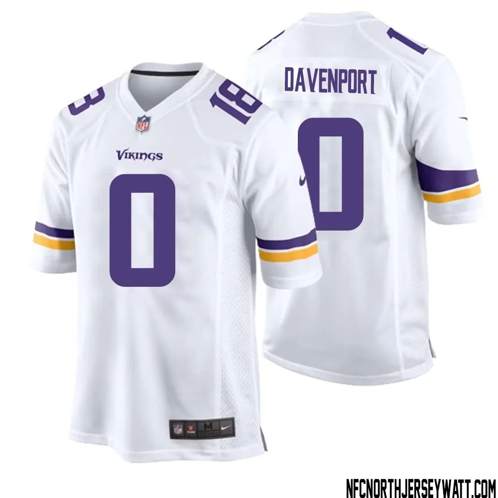 Marcus Davenport No 0 Men White Minnesota Vikings Game Player Away Jersey