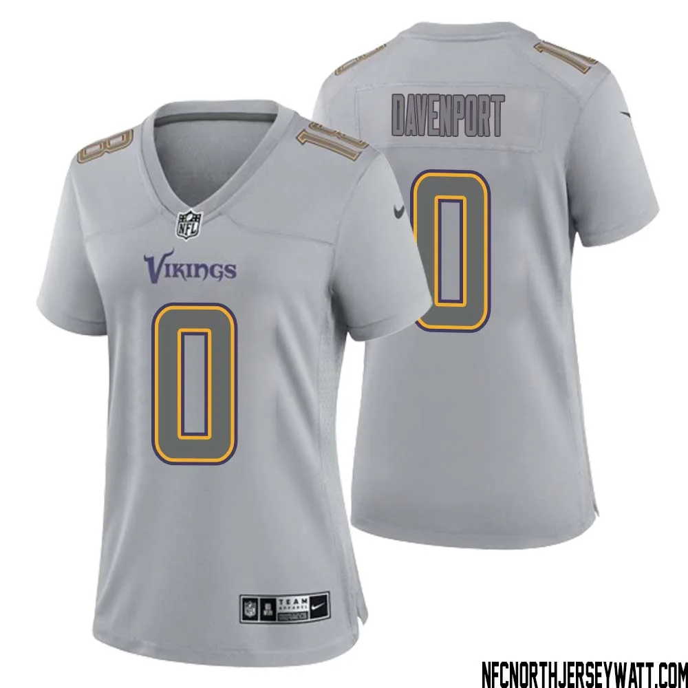 Marcus Davenport No 0 Women Gray Minnesota Vikings Atmosphere Fashion Game Jersey