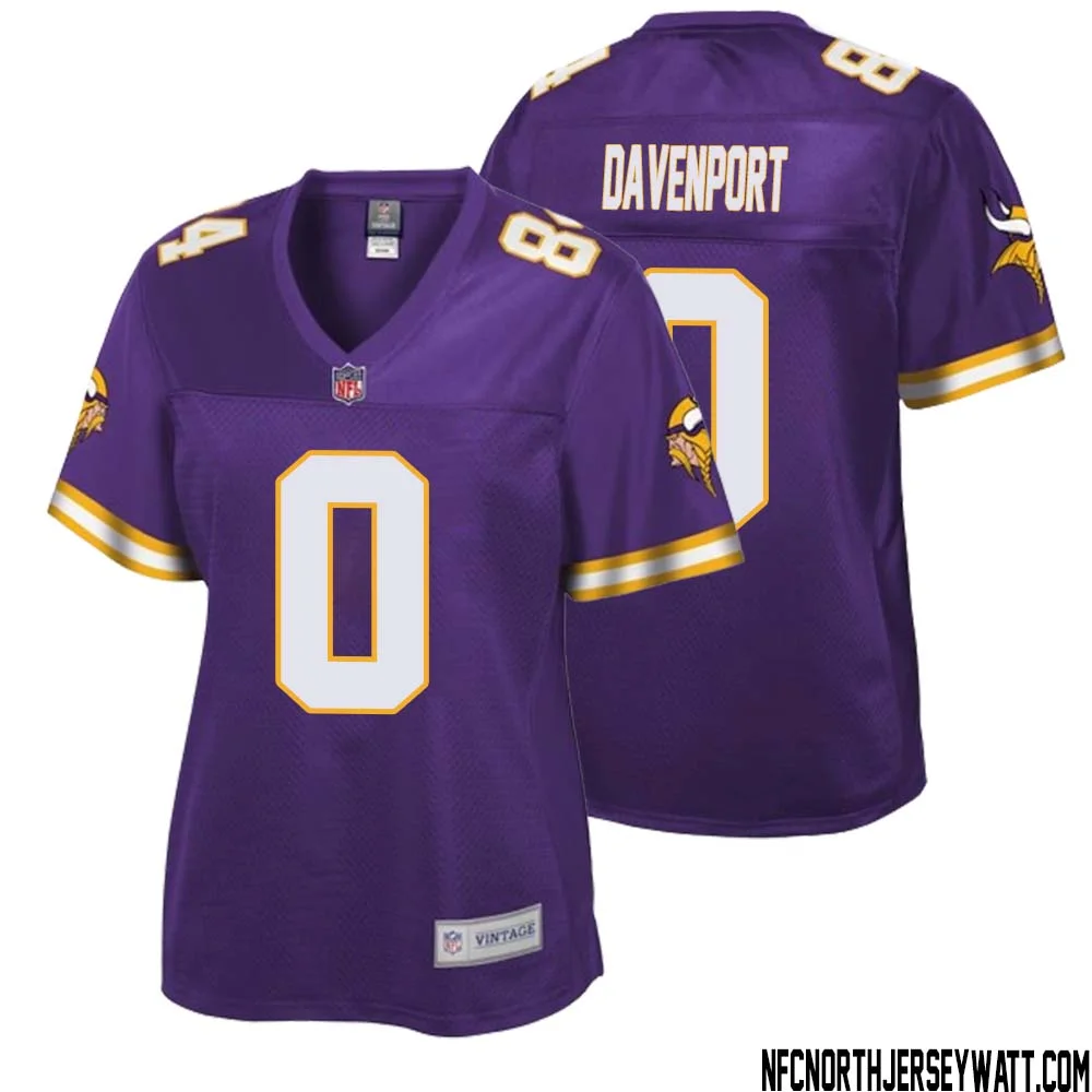 Marcus Davenport No 0 Women NFL Pro Line Purple Minnesota Vikings Retired Player Replica Jersey
