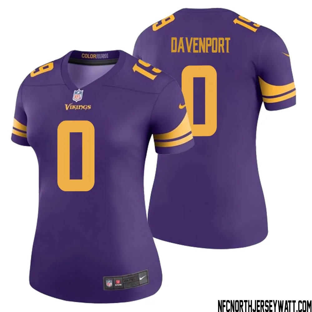 Marcus Davenport No 0 Women Purple Minnesota Vikings Color Rush Vapor Untouchable Limited Jersey 1