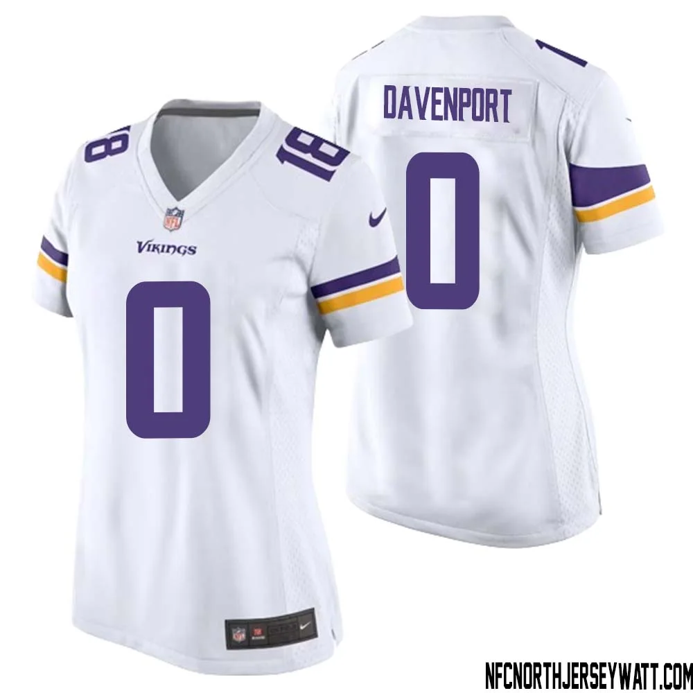 Marcus Davenport No 0 Women White Minnesota Vikings Game Player Away Jersey
