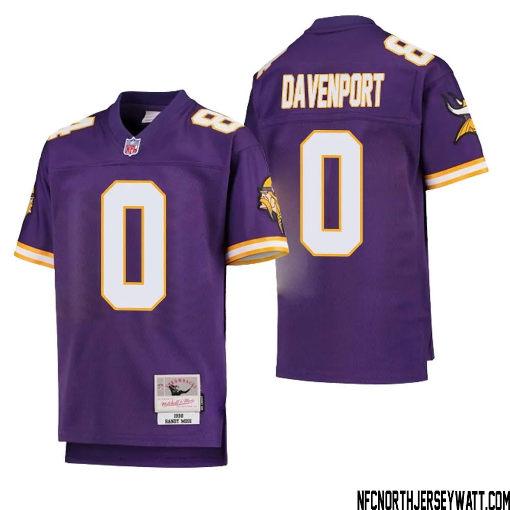 Marcus Davenport No 0 Youth Mitchell Ness Purple Minnesota Vikings 1998 Legacy Retired Player Jersey 1
