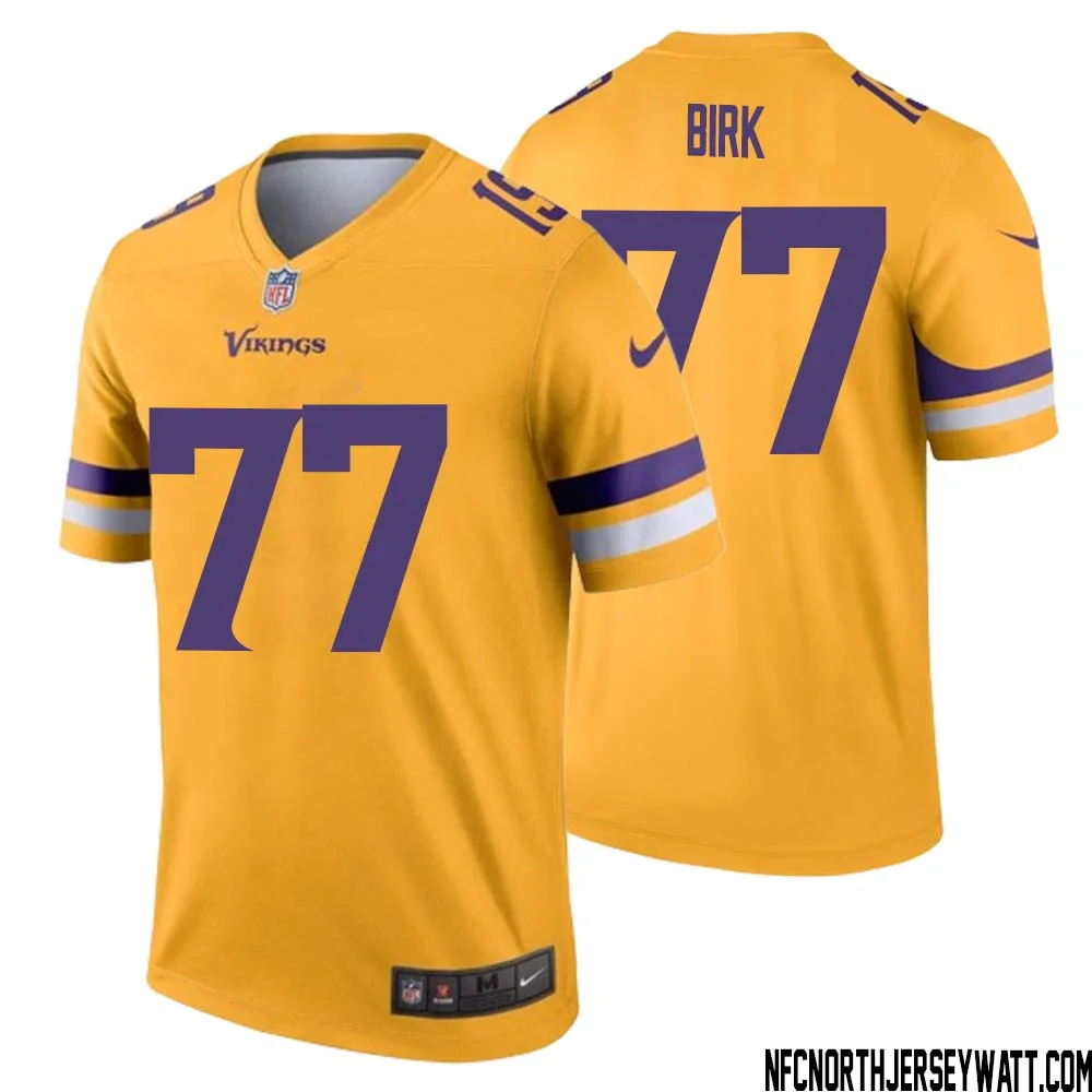 Matt Birk No 77 Men Minnesota Vikings Gold Inverted Legend Jersey 1