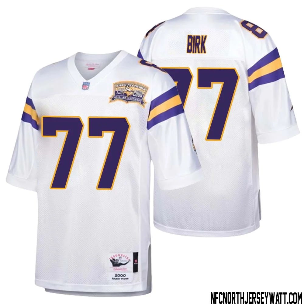 Matt Birk No 77 Men Mitchell Ness White Minnesota Vikings Authentic Throwback Retired Player Jersey 1
