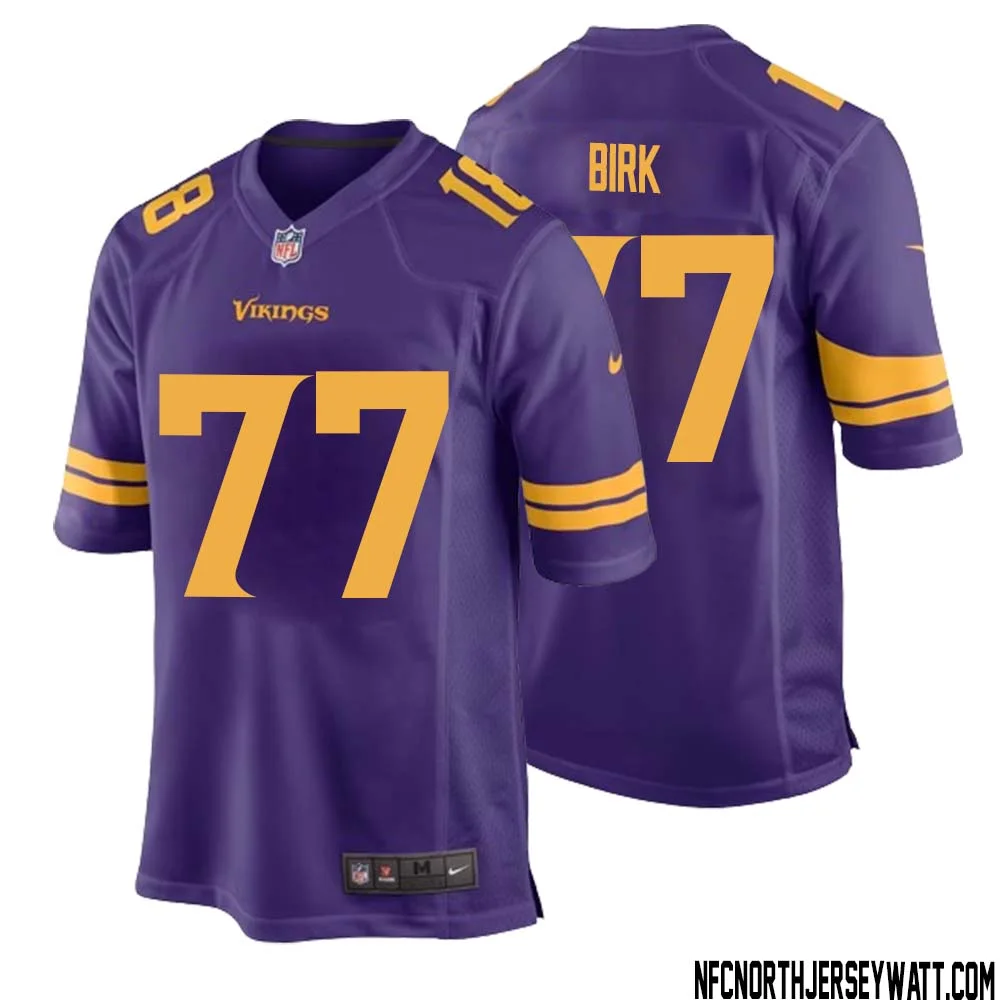 Matt Birk No 77 Men Purple Minnesota Vikings Alternate Game Jersey