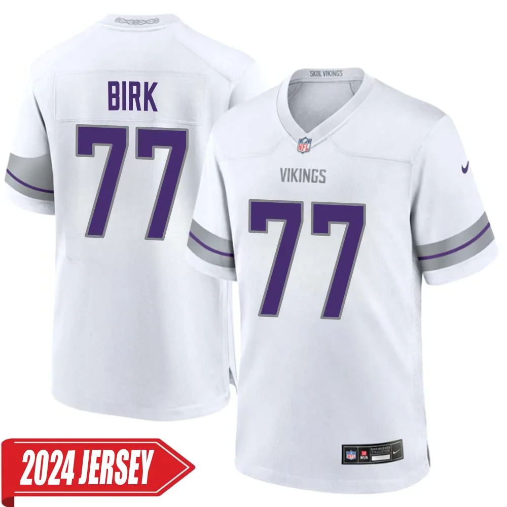 Matt Birk No 77 Men s Minnesota Vikings White Alternate Custom Game 2024 Jersey